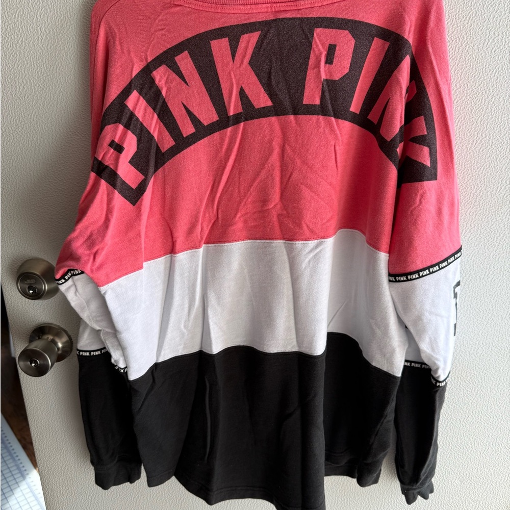 PINK Victoria's Secret Pink and Black Colorblock Top